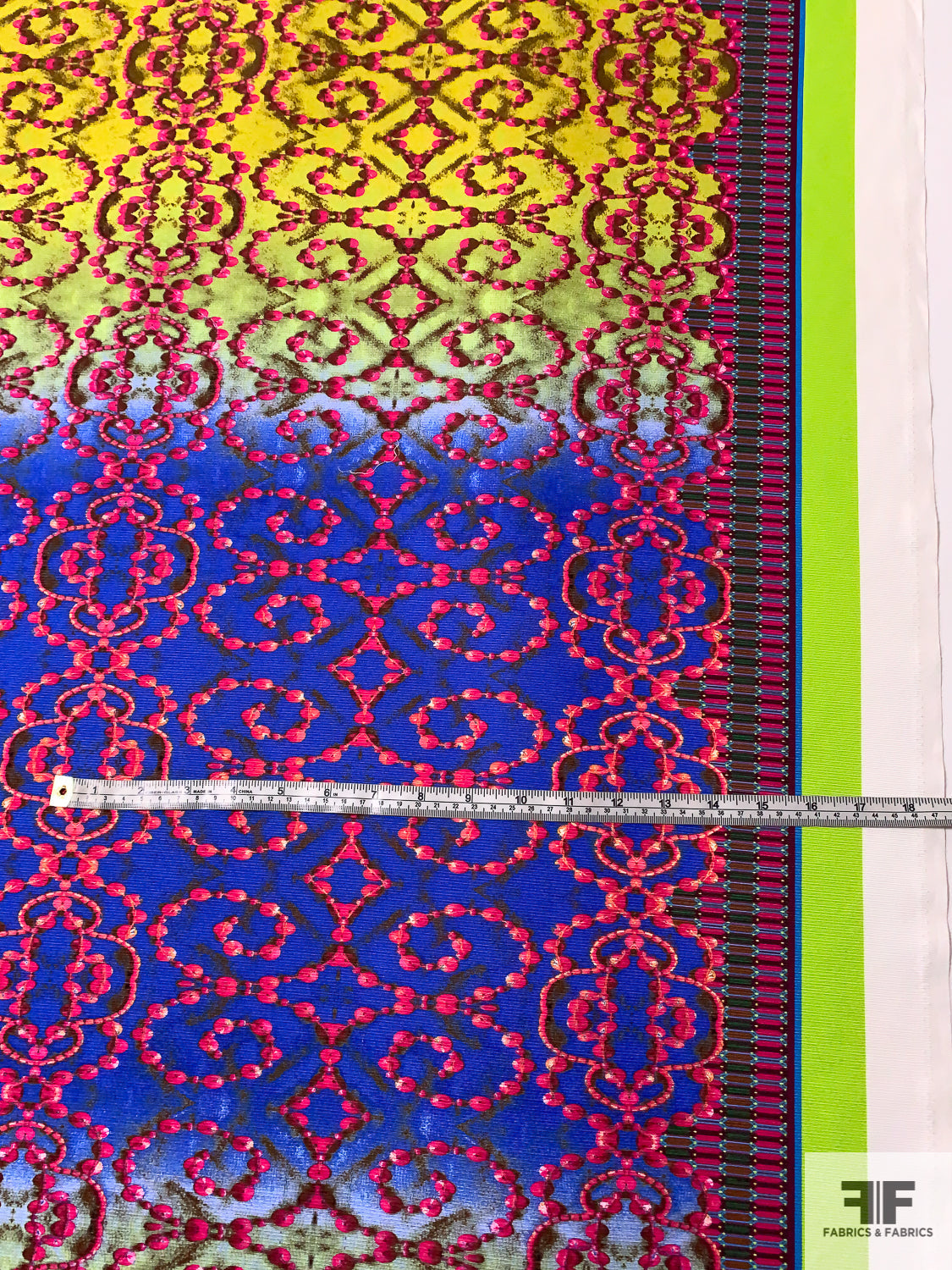 Ombré Jewel Necklace Printed Silk and Cotton Faille - Multicolor