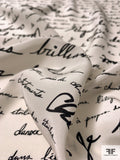 Love Letters in French Printed Silk Crepe de Chine - Ivory / Black