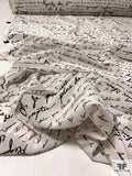Love Letters in French Printed Silk Crepe de Chine - Ivory / Black