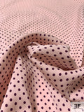 Pin Dot Printed Heavy Stretch Silk Georgette - Baby Pink / Plum