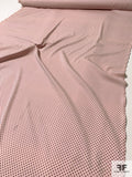 Pin Dot Printed Heavy Stretch Silk Georgette - Baby Pink / Plum
