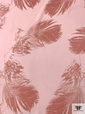 Floating Feather Sketch Printed Silk Georgette - Baby Pink / Dusty Rose