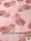 Floating Feather Sketch Printed Silk Georgette - Baby Pink / Dusty Rose