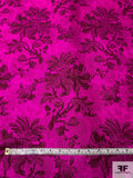 Ornate Regal Floral Printed Silk Habotai - Magenta / Boysenberry