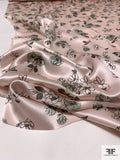 Gentle Floral Printed Silk Charmeuse - Ballet Slipper Pink / Sage / Stone