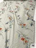 Elegant Floral Printed Silk Georgette - Grey-Sage / Sage / Dusty Blues / Burnt Orange
