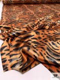 Animal Pattern Printed Silk Charmeuse - Burnt Orange / Black / Taupe