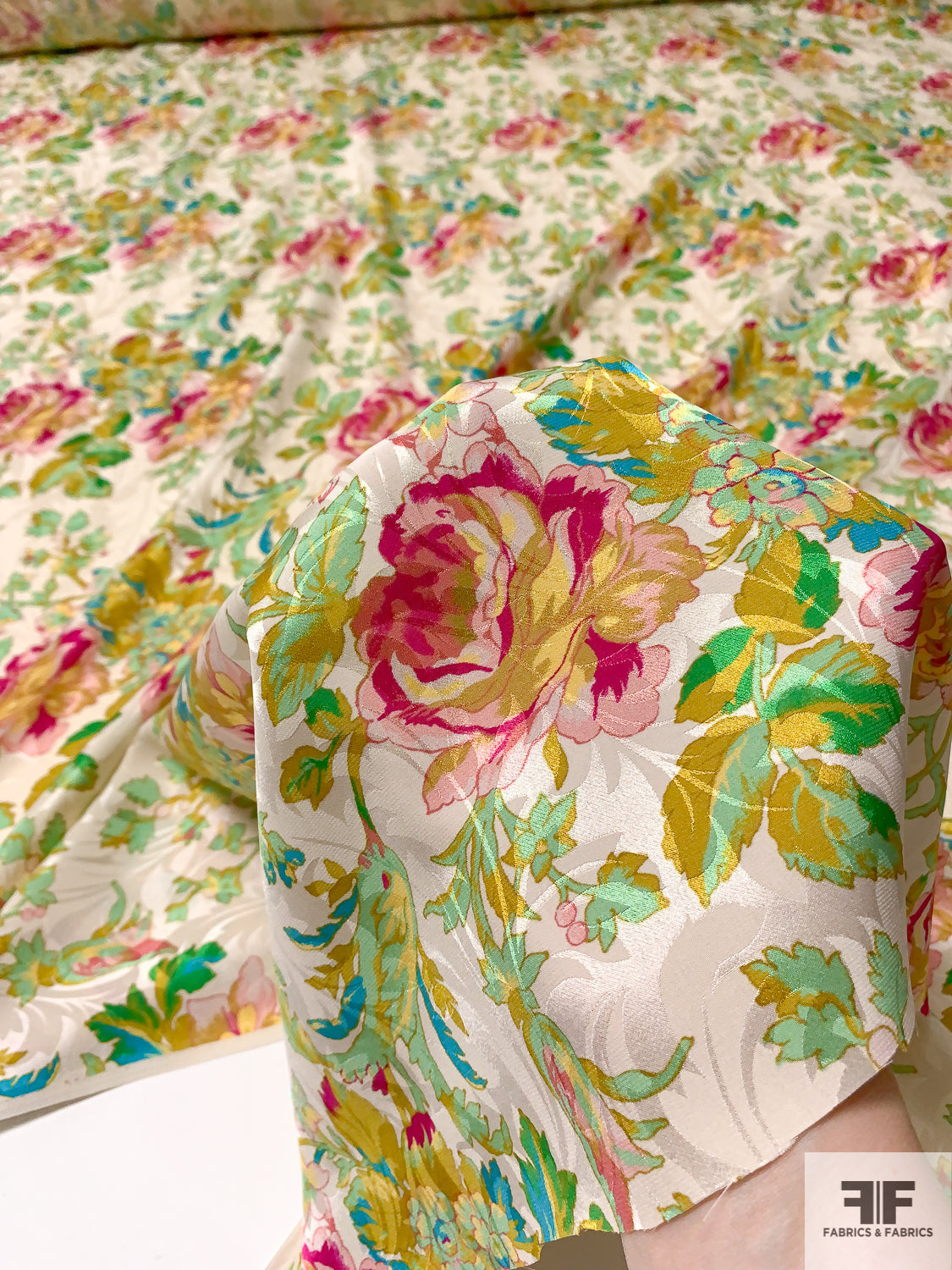 NEW! 100% Silk Charmeuse Inspired Fabric Multi Color Floral By The