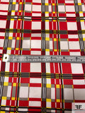Plaid Inspired Printed Silk Charmeuse - Red / Yellow / Black / White