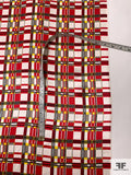 Plaid Inspired Printed Silk Charmeuse - Red / Yellow / Black / White
