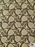 Paisley Blossoms Printed Vintage Silk Jacquard - Darkest Taupe / Lightest Gold