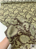 Paisley Blossoms Printed Vintage Silk Jacquard - Darkest Taupe / Lightest Gold
