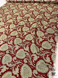 Paisley Blossoms Printed Vintage Silk Jacquard - Wine Red / Lightest Gold