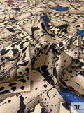 Box Shapes and Splatter Printed Vintage Silk Twill - Sand / Black / Cream / Lilac / Blue