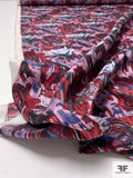 Abstract Painterly Floral Printed Vintage Silk Twill - Dusty Orchid / Purples / Wine Red