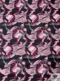 Abstract Graphic Printed Vintage Silk Twill - Dusty Plum / Soft Pink / Black / Grey