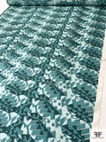 Geometric Graphic Printed Vintage Silk Twill - Shades of Teal / Muted Seafoam