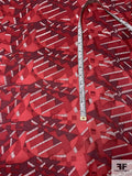 Geometric Graphic Printed Vintage Silk Twill - Shades of Red / Off-White