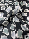 Playful Geometric Printed Vintage Fine Silk Twill - Off-White / Black / Grey