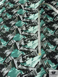 Abstract Graphic Printed Vintage Fine Silk Twill - Dusty Green / Seafoam / Black