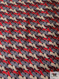 Italian Field of Teardrops Printed Fine Silk Twill - Red / Maroon / Beige / Black