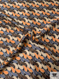 Italian Field of Teardrops Printed Fine Silk Twill - Orange-Peach / Grey / Brown / Beige