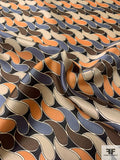 Italian Field of Teardrops Printed Fine Silk Twill - Orange-Peach / Grey / Brown / Beige