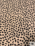 Animal-Like Pattern Printed Lightweight Polyester Peachskin - Light Nude / Black