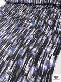 Abstract Strokes Printed Lightweight Polyester Charmeuse - Violet / Black / White
