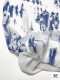 Abstract Tie-Dye Printed Polyester Chiffon - Denim Blue / White