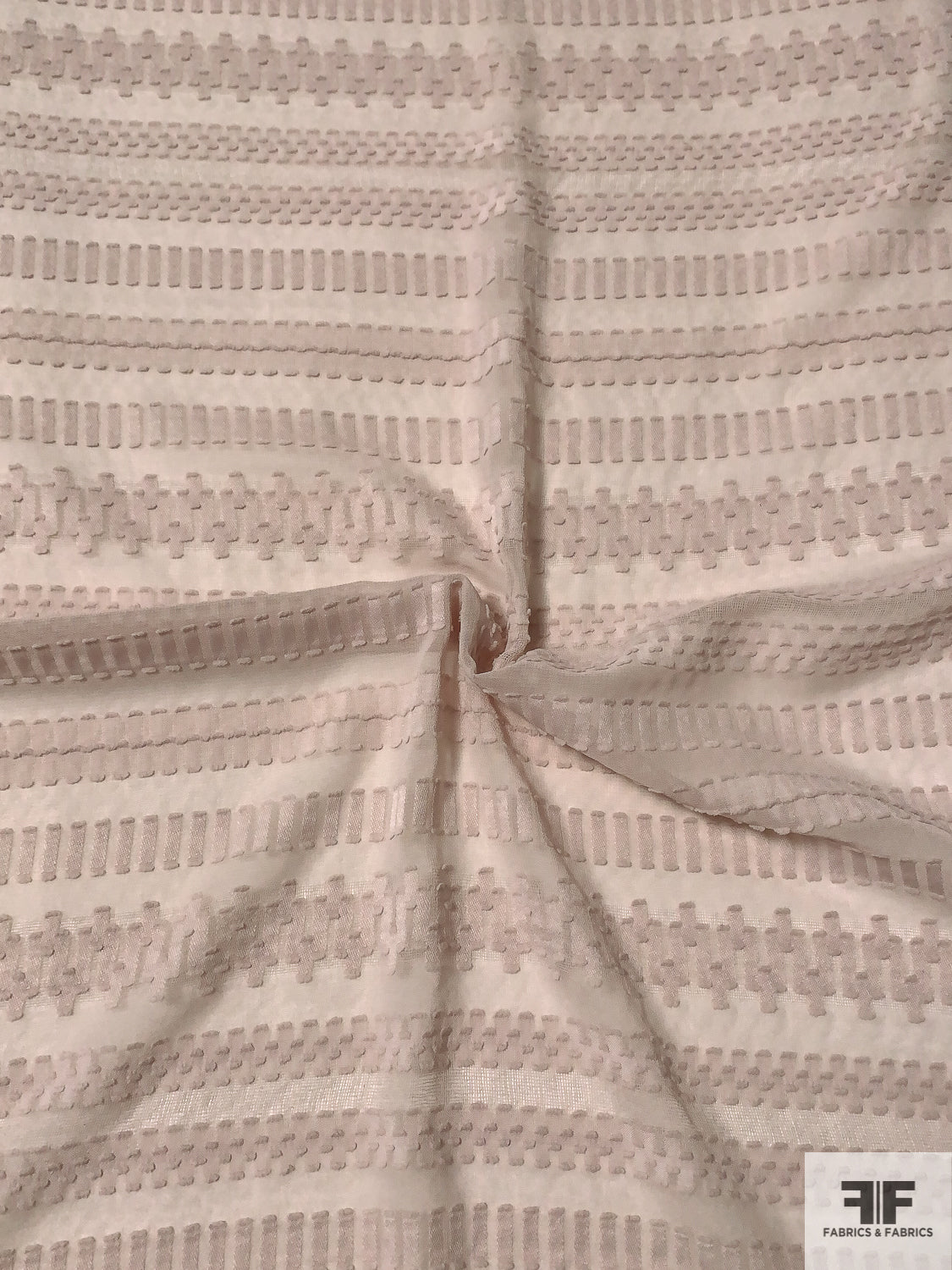 Multi-Striped Pattern Clip Polyester Chiffon - Misty Blush