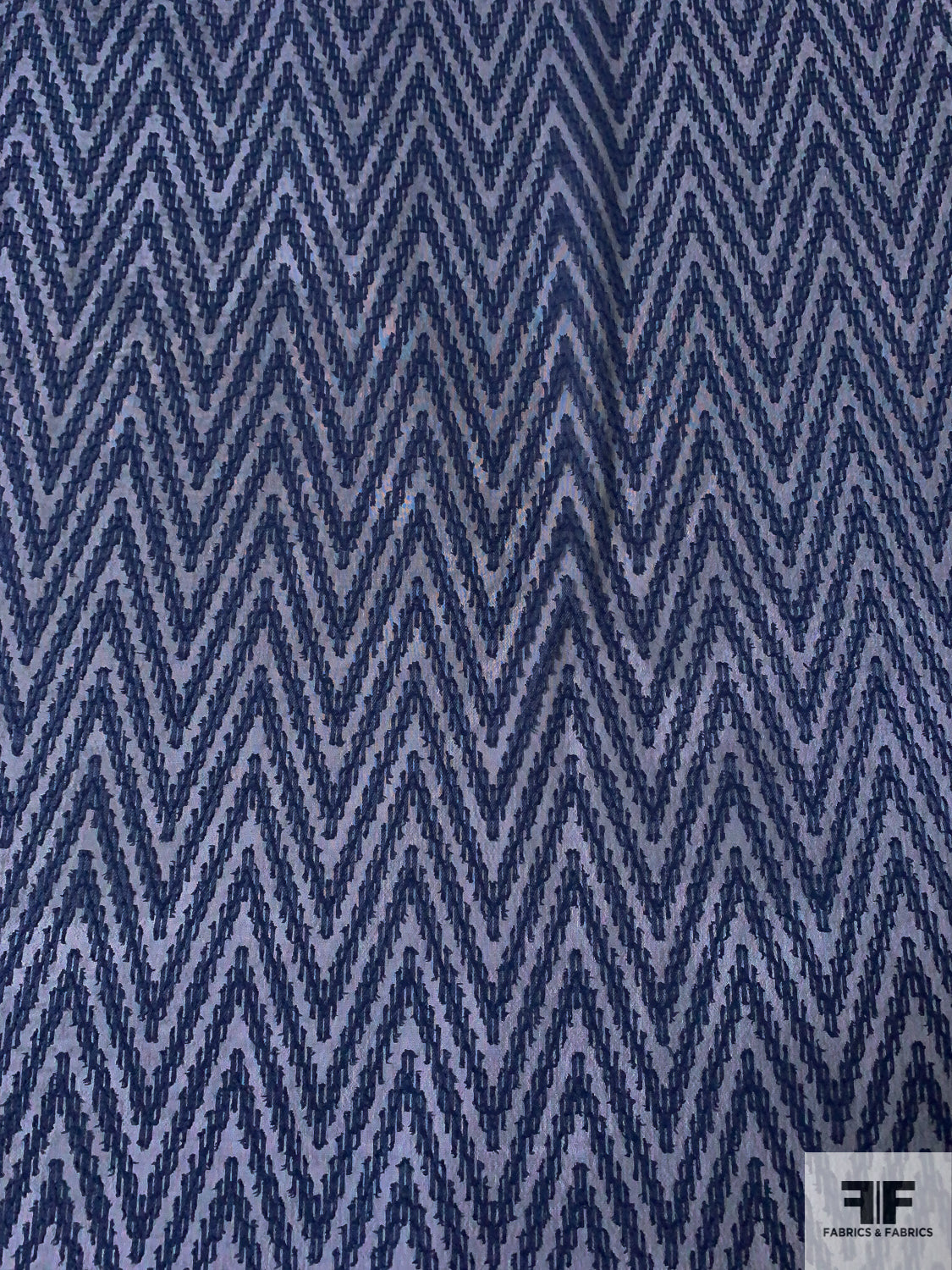 Chevron Pattern Clip Polyester Chiffon - Navy Blue