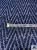 Chevron Pattern Clip Polyester Chiffon - Navy Blue
