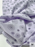 Spin and Spiral Floral Printed Silk Crepe de Chine - Pale Lavender / Eggplant