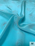 Bullseye Circles Printed Silk Crepe de Chine - Soft Turquoise / Light Purple