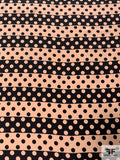 Striped and Polka Dotted Printed Silk Crepe de Chine - Nude / Black