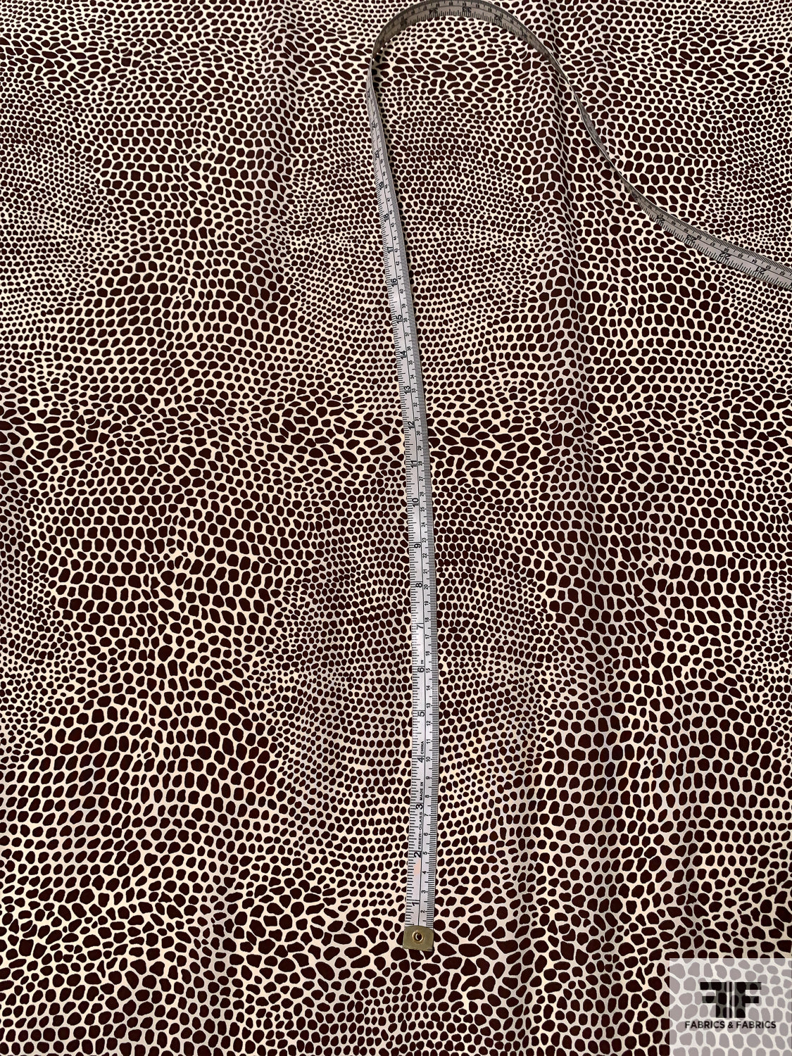 Alligator Skin Printed Silk Crepe de Chine - Chocolate Brown / Ivory