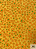 Daisy Floral Printed Silk Crepe de Chine - Summer Yellow / Tangerine / Green