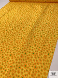 Daisy Floral Printed Silk Crepe de Chine - Summer Yellow / Tangerine / Green