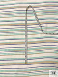 Horizontal Striped Printed Silk Crepe de Chine - Seafoam / Cool Grey / Tan / Ivory