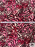 Animal Pattern Printed Silk Crepe de Chine - Magenta / Berry Red / Eggplant