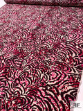 Animal Pattern Printed Silk Crepe de Chine - Magenta / Berry Red / Eggplant