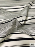 Horizontal Striped Printed Silk Crepe de Chine - Black / Off-White