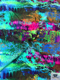Abstract Aquatic Inspired Printed Silk Crepe de Chine - Multicolor