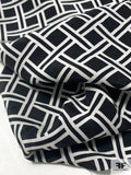 Boxy Basketweave Printed Silk Crepe de Chine - Black / Off-White