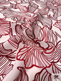 Tentacle Floral Printed Silk Crepe de Chine - Red / Maroon / White
