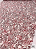 Tentacle Floral Printed Silk Crepe de Chine - Red / Maroon / White