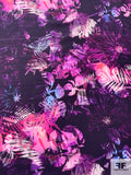 Fantasy Floral Printed Silk Crepe de Chine - Shades of Purple / Pink / Blue