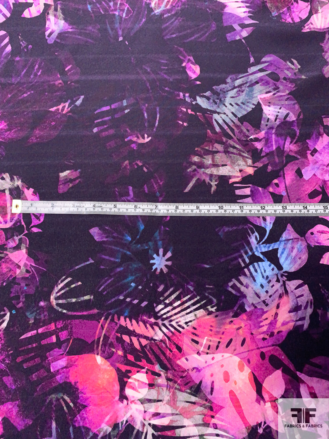 Fantasy Floral Printed Silk Crepe de Chine - Shades of Purple / Pink / Blue