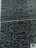 Border Pattern Rock Graphic Printed Silk Crepe de Chine - Livid Grey-Green / Black
